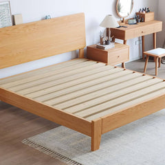 Natural Wood Color Rubber Wood Pine Bed - Elegant & Durable Bedroom Furniture hmak-235