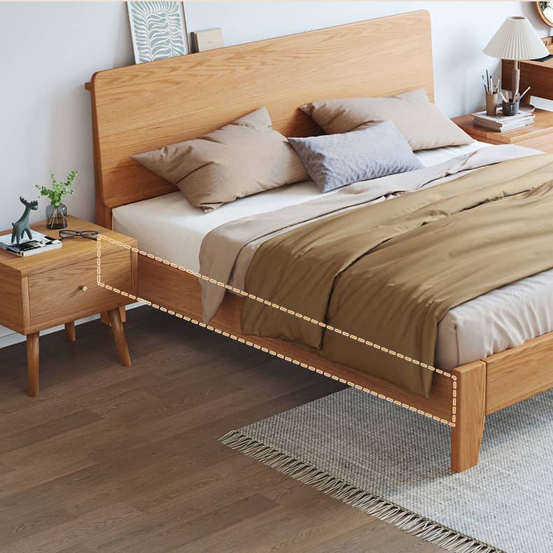 Natural Wood Color Rubber Wood Pine Bed - Elegant & Durable Bedroom Furniture hmak-235