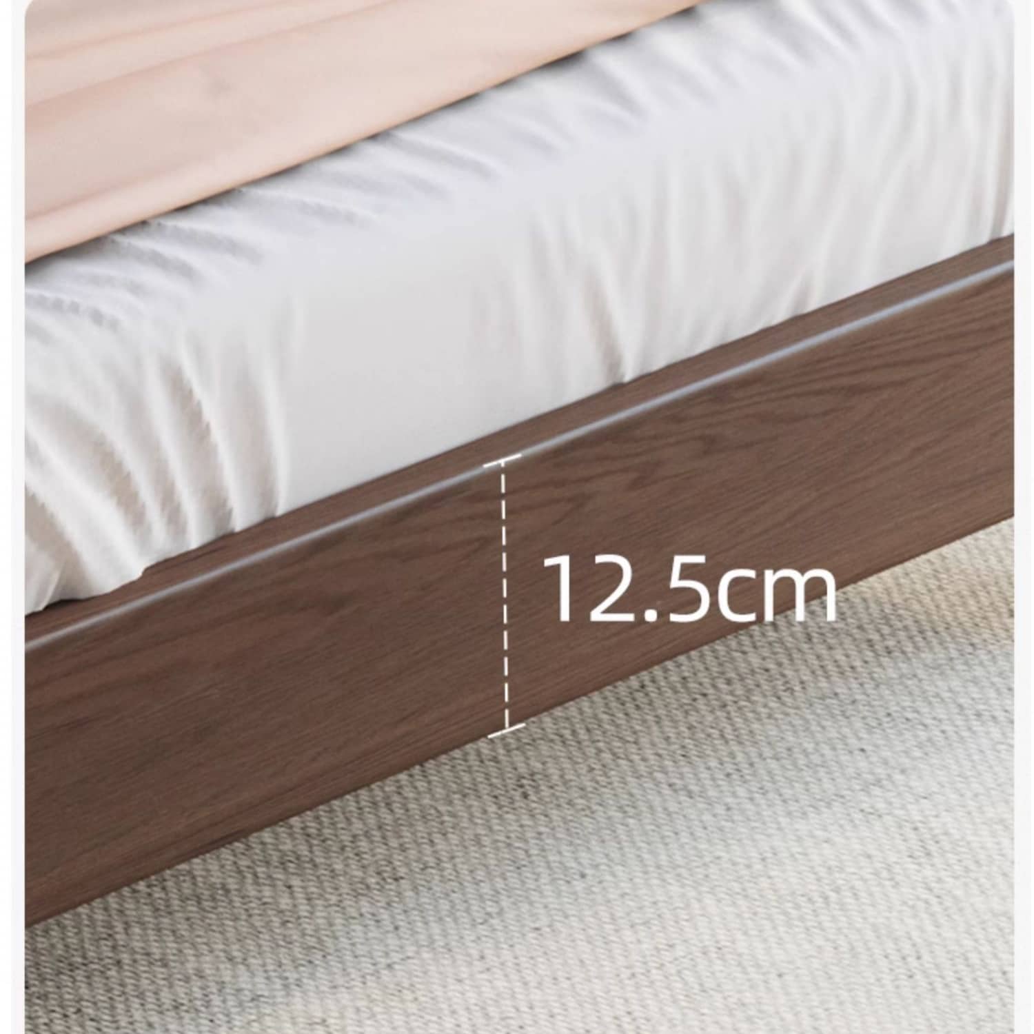 Luxurious Solid Brown Rubberwood Pine Bed Frame - Stylish & Durable Design hmak-236