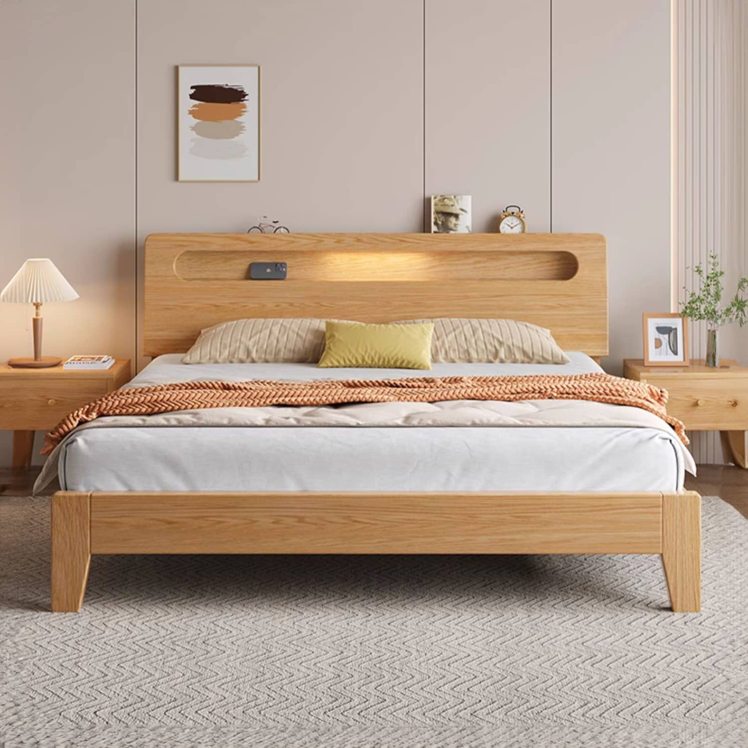 Premium Natural Rubber Wood Pine Bed Frame - Sturdy & Stylish Design hmak-237