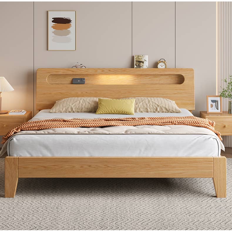 Premium Natural Rubber Wood Pine Bed Frame - Sturdy & Stylish Design hmak-237