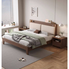 Luxurious Bed Frame in Brown Rubber Wood and Pine - Sturdy & Elegant Design hmak-240