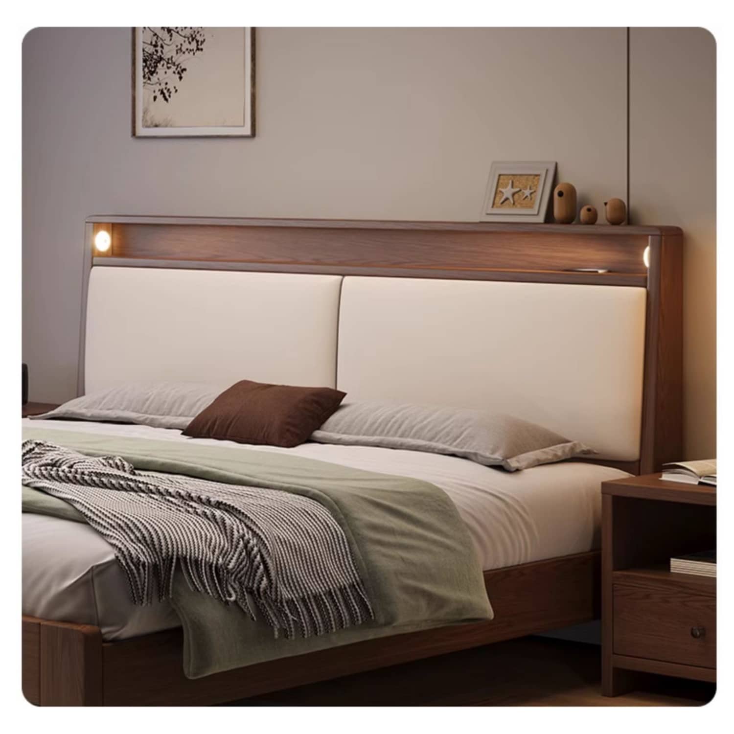 Luxurious Bed Frame in Brown Rubber Wood and Pine - Sturdy & Elegant Design hmak-240