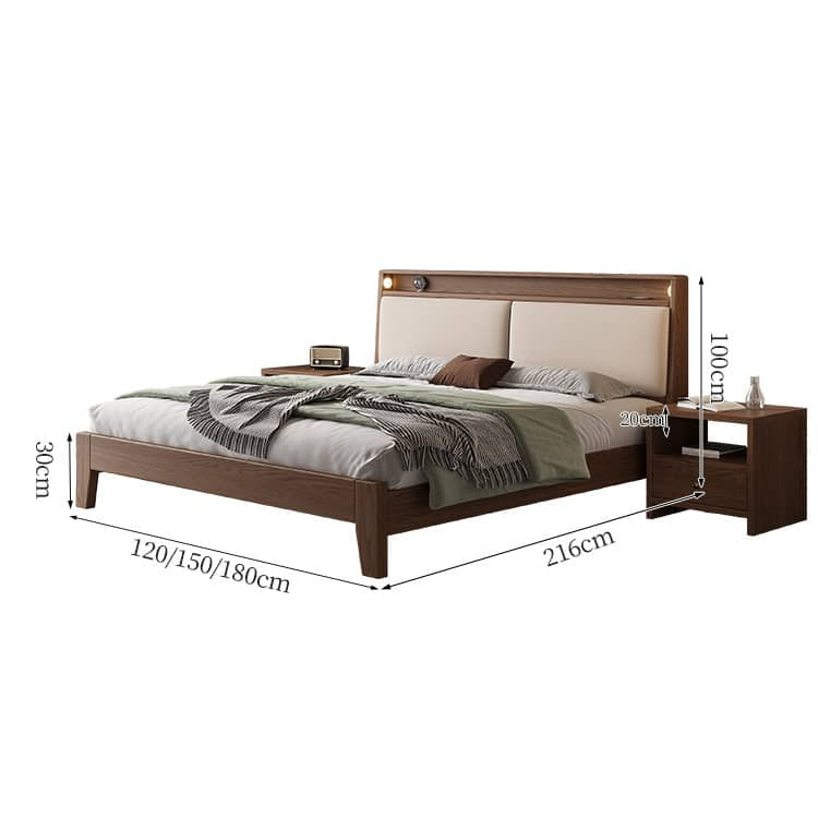 Luxurious Bed Frame in Brown Rubber Wood and Pine - Sturdy & Elegant Design hmak-240