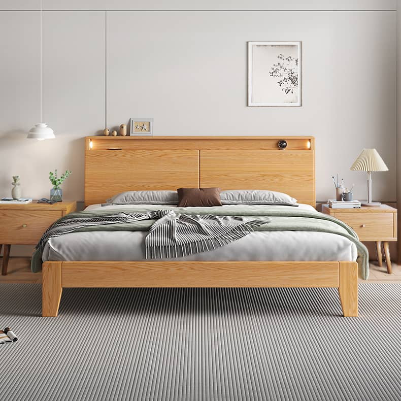 Charming Rubber Wood Pine Bed Frame in Natural Finish - Perfect for Any Bedroom Decor hmak-241