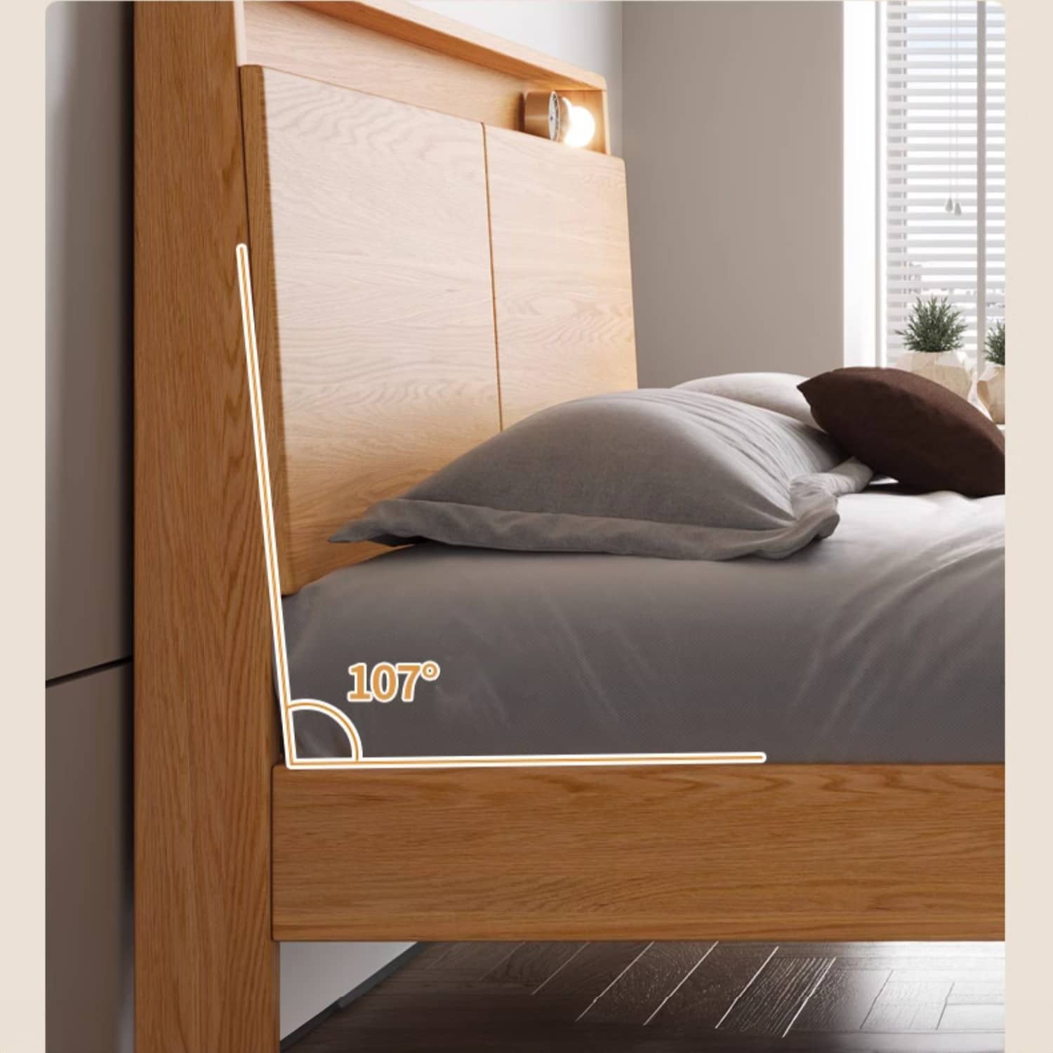 Charming Rubber Wood Pine Bed Frame in Natural Finish - Perfect for Any Bedroom Decor hmak-241