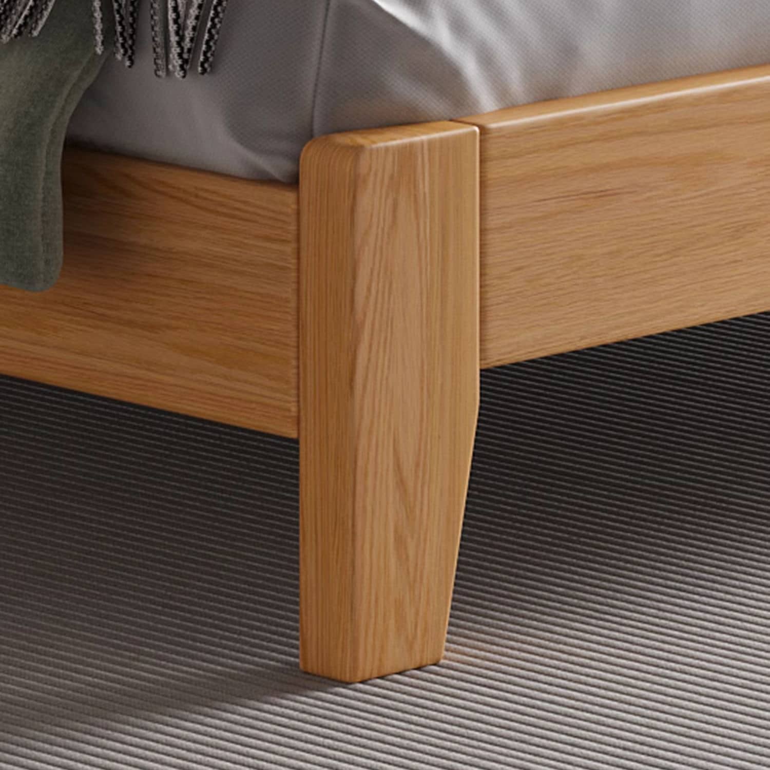 Charming Rubber Wood Pine Bed Frame in Natural Finish - Perfect for Any Bedroom Decor hmak-241