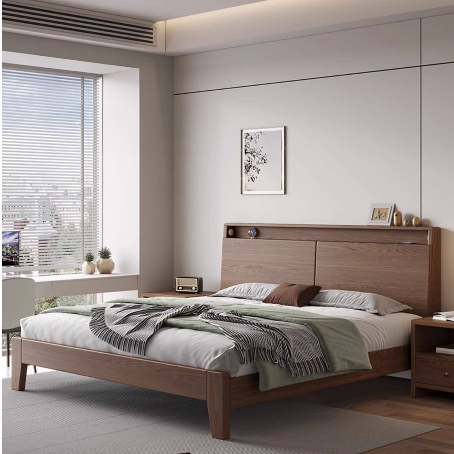 Stunning Bed Frame in Rich Brown Rubber Wood and Pine - Elegant Bedroom Upgrade hmak-242