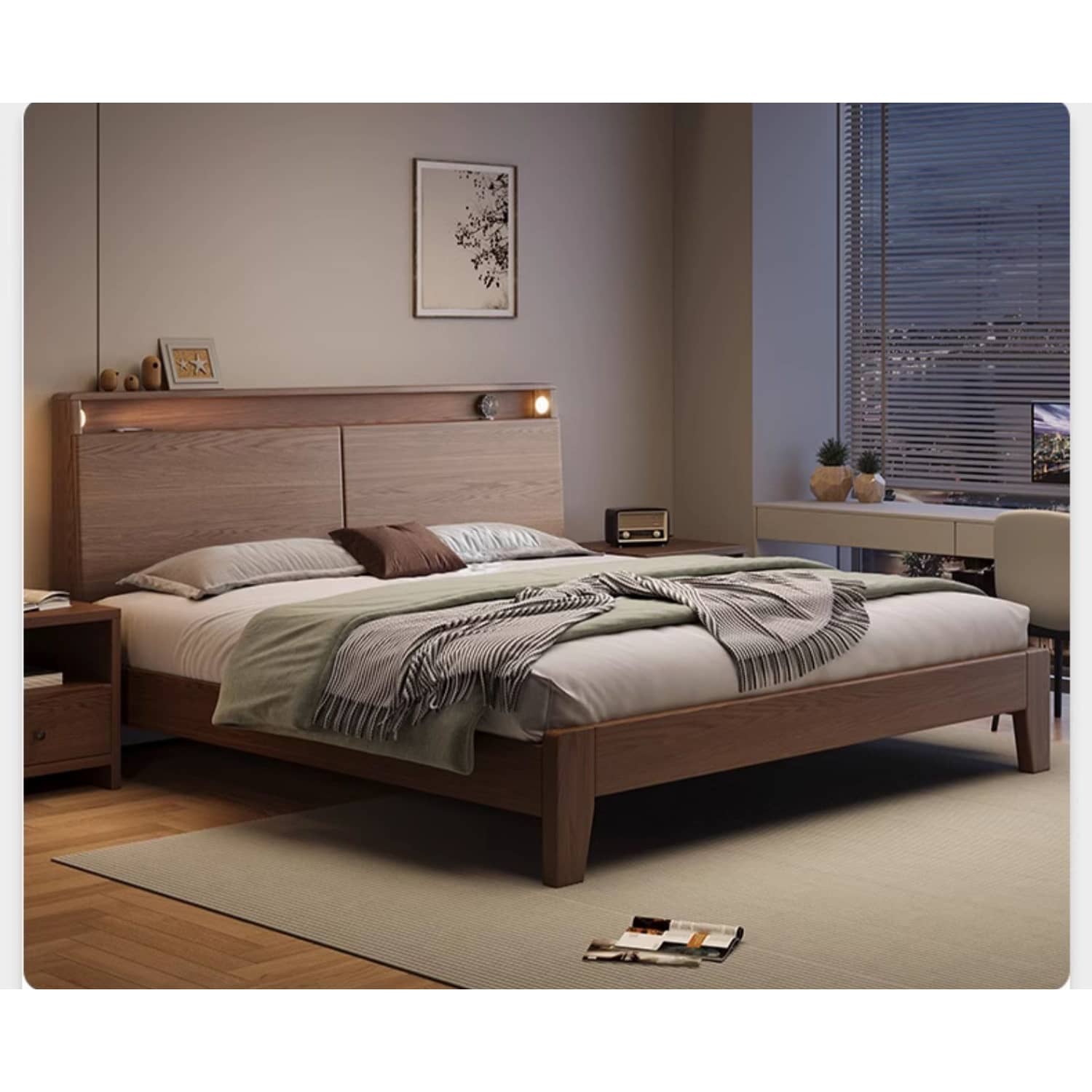 Stunning Bed Frame in Rich Brown Rubber Wood and Pine - Elegant Bedroom Upgrade hmak-242