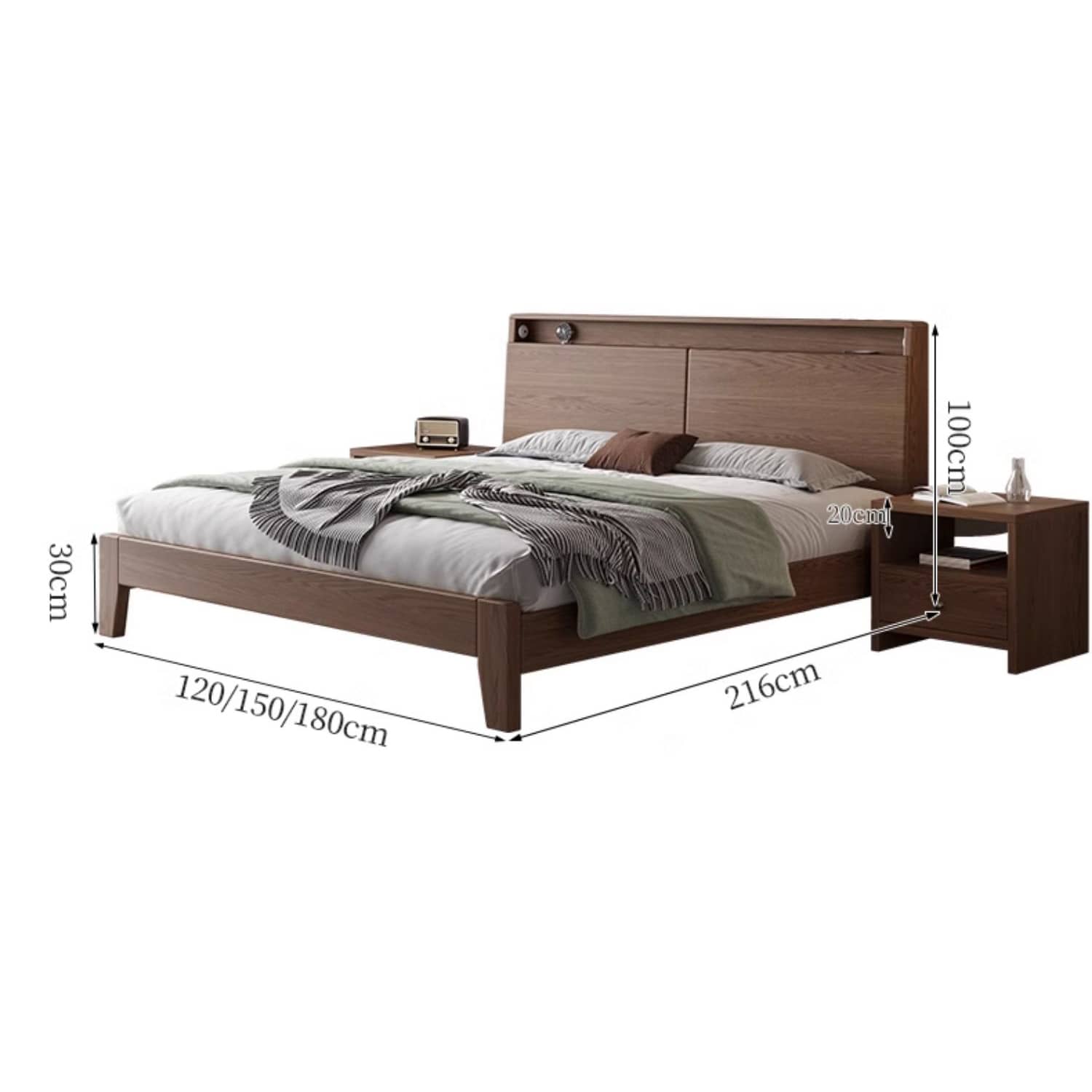 Stunning Bed Frame in Rich Brown Rubber Wood and Pine - Elegant Bedroom Upgrade hmak-242