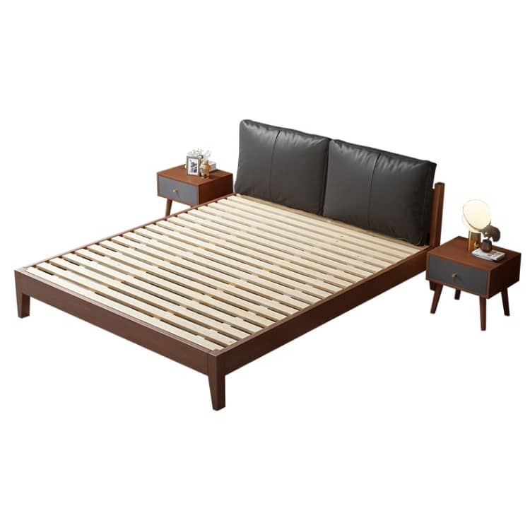 Eco-Friendly Brown Rubber Wood Pine Natural Bed Frame hmak-243