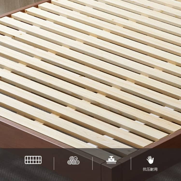 Eco-Friendly Brown Rubber Wood Pine Natural Bed Frame hmak-243