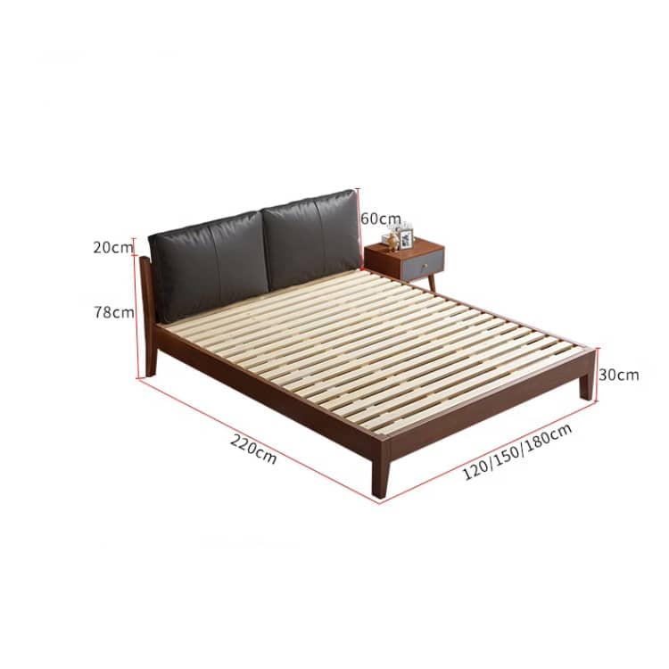 Eco-Friendly Brown Rubber Wood Pine Natural Bed Frame hmak-243