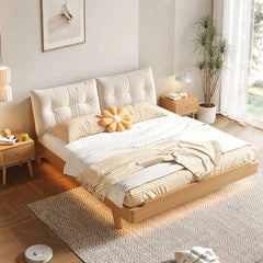 Natural Wooden Bed Frame - Rubber Wood & Pine Finish for a Timeless Look hmak-244