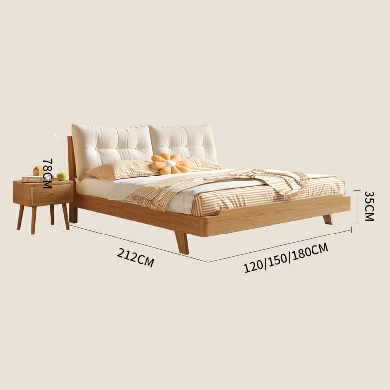 Natural Wooden Bed Frame - Rubber Wood & Pine Finish for a Timeless Look hmak-244