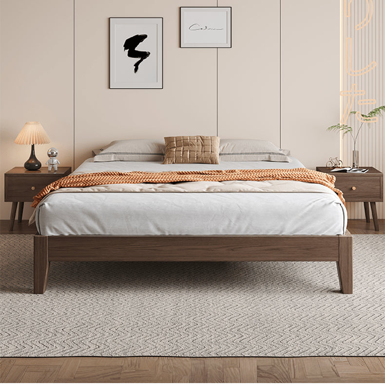 Elegant Brown Rubber Wood Pine Bed - Durable & Stylish Bedroom Furniture hmak-245