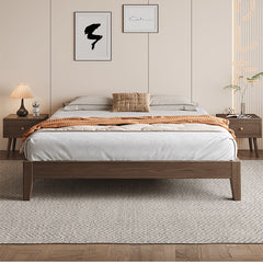 Elegant Brown Rubber Wood Pine Bed - Durable & Stylish Bedroom Furniture hmak-245