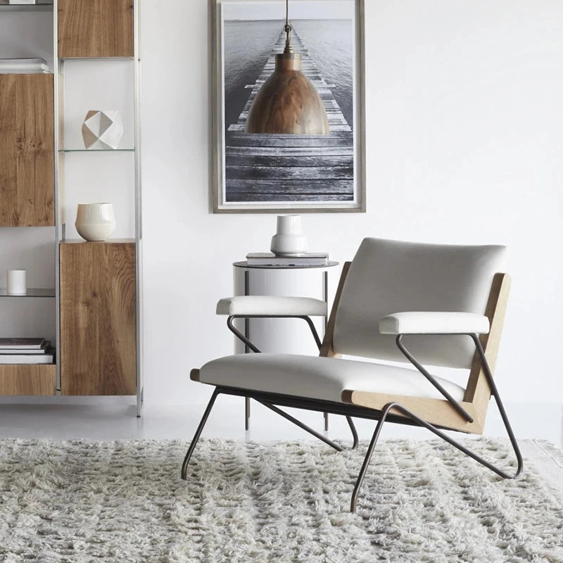 Stylish Oak and Cotton-Linen Accent Chair for Modern Living Spaces hmr-4785