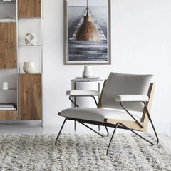 Stylish Oak and Cotton-Linen Accent Chair for Modern Living Spaces hmr-4785