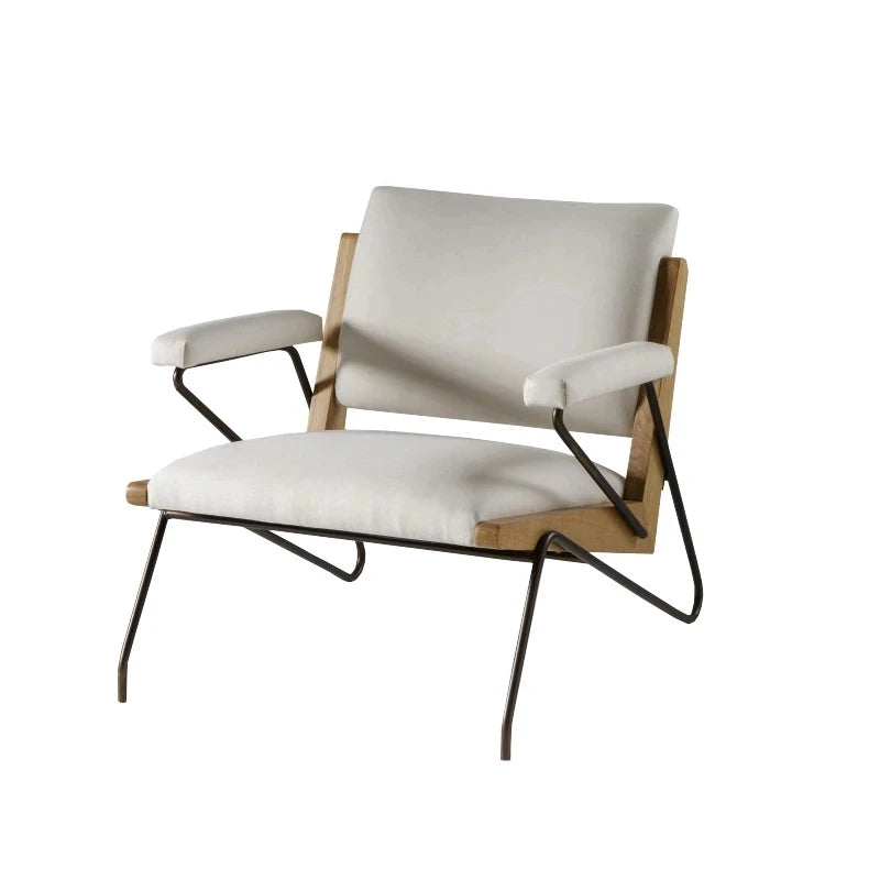 Stylish Oak and Cotton-Linen Accent Chair for Modern Living Spaces hmr-4785