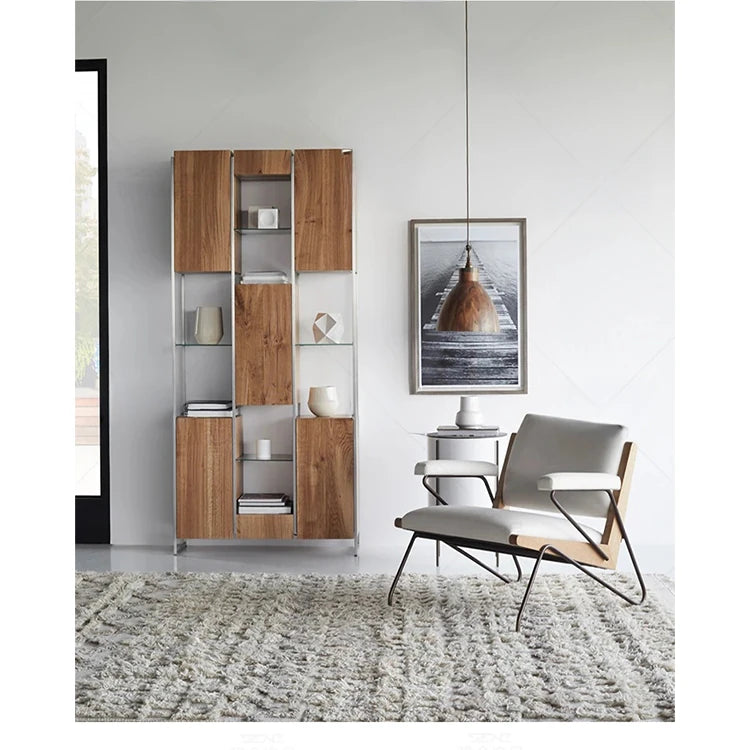 Stylish Oak and Cotton-Linen Accent Chair for Modern Living Spaces hmr-4785