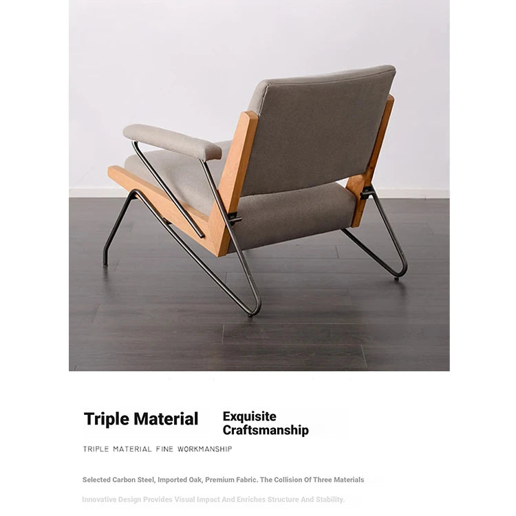Stylish Oak and Cotton-Linen Accent Chair for Modern Living Spaces hmr-4785