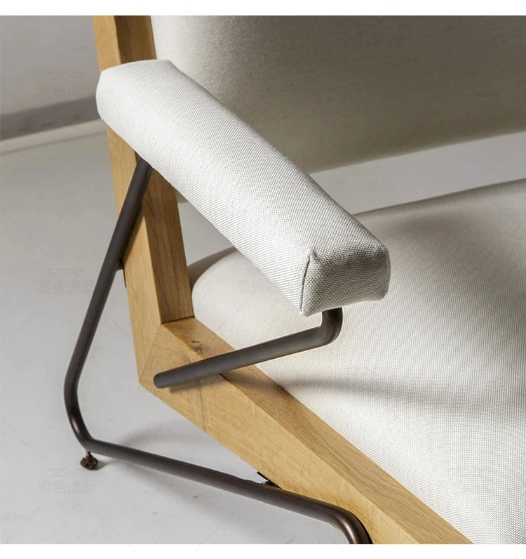 Stylish Oak and Cotton-Linen Accent Chair for Modern Living Spaces hmr-4785