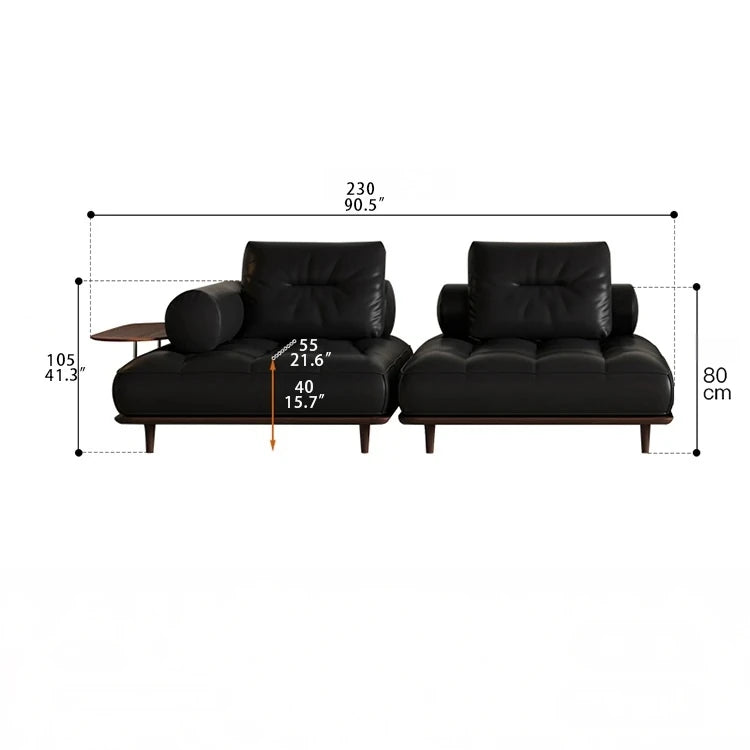 Luxurious Stainless Cowhide Leather Sofa with Ash Wood Accent – Modern Comfort for Your Living Room hmr-4792