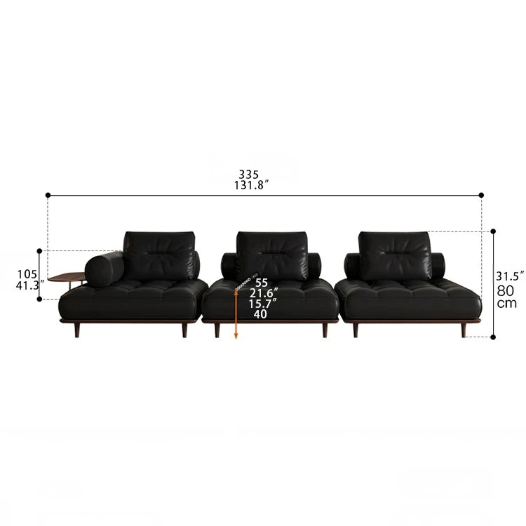 Luxurious Stainless Cowhide Leather Sofa with Ash Wood Accent – Modern Comfort for Your Living Room hmr-4792