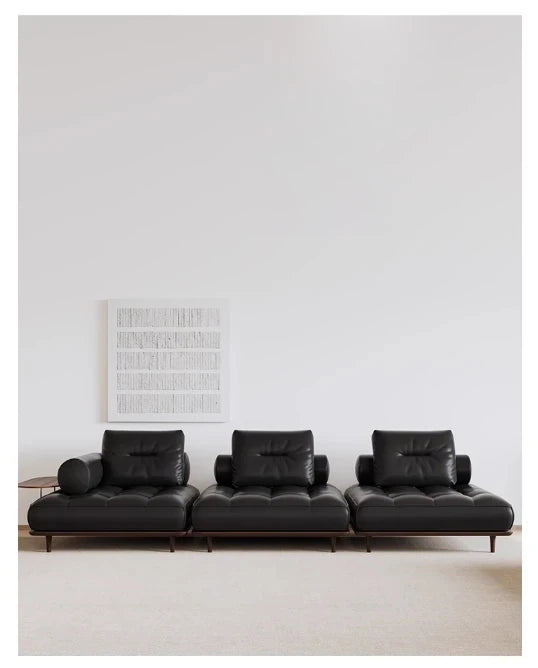 Luxurious Stainless Cowhide Leather Sofa with Ash Wood Accent – Modern Comfort for Your Living Room hmr-4792