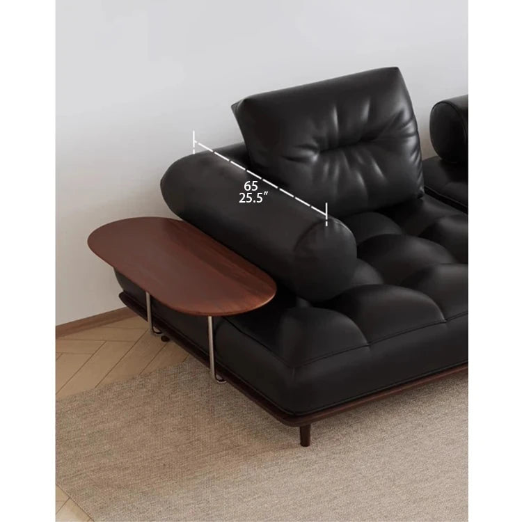 Luxurious Stainless Cowhide Leather Sofa with Ash Wood Accent – Modern Comfort for Your Living Room hmr-4792
