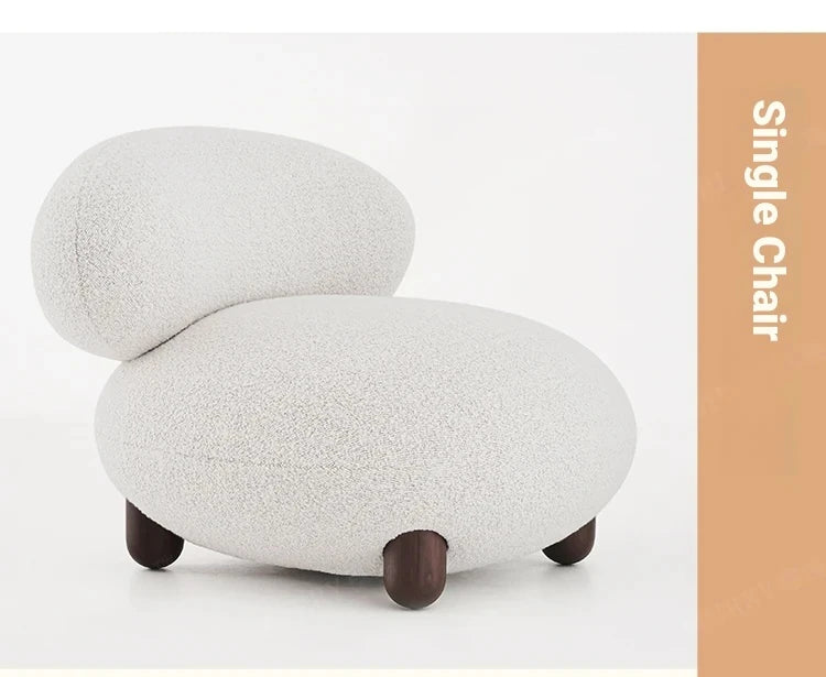 Cozy Ash Wood Chair with Faux Lambswool Upholstery – Modern Accent Seating for Stylish Living Spaces hmr-4793