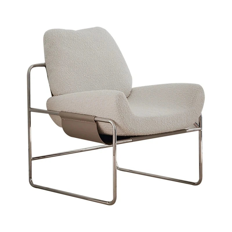 Stylish Synthetic Leather and Corduroy Accent Chair with Stainless Steel Frame - Cozy Modern Furniture for Living Room or Office hmr-4795