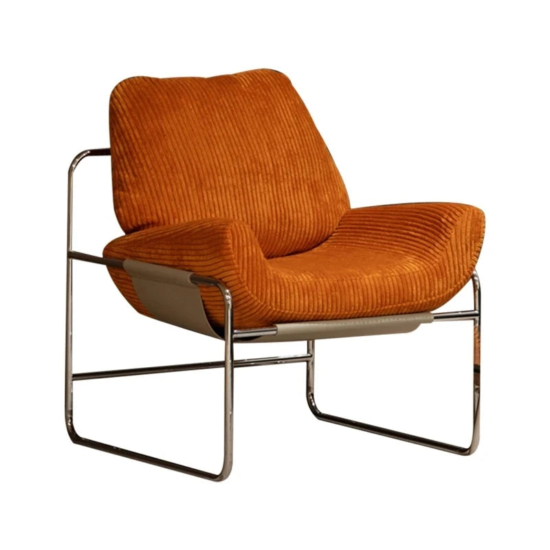 Stylish Synthetic Leather and Corduroy Accent Chair with Stainless Steel Frame - Cozy Modern Furniture for Living Room or Office hmr-4795