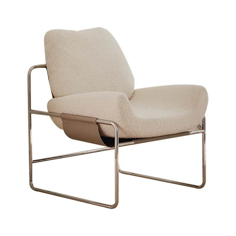 Stylish Synthetic Leather and Corduroy Accent Chair with Stainless Steel Frame - Cozy Modern Furniture for Living Room or Office hmr-4795