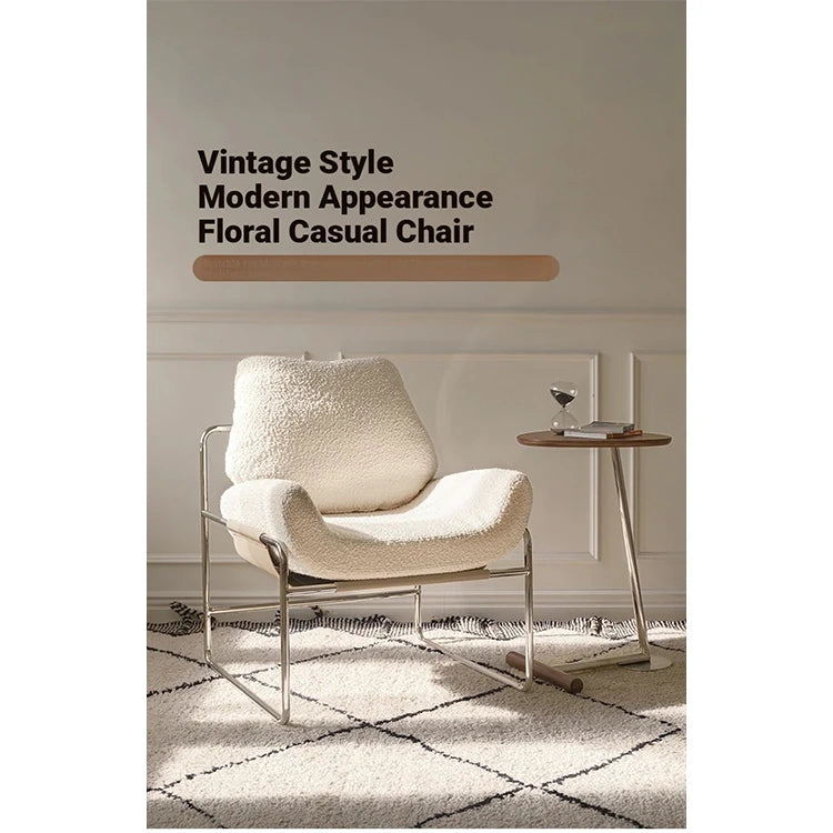 Stylish Synthetic Leather and Corduroy Accent Chair with Stainless Steel Frame - Cozy Modern Furniture for Living Room or Office hmr-4795