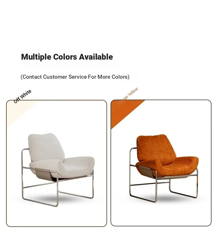 Stylish Synthetic Leather and Corduroy Accent Chair with Stainless Steel Frame - Cozy Modern Furniture for Living Room or Office hmr-4795