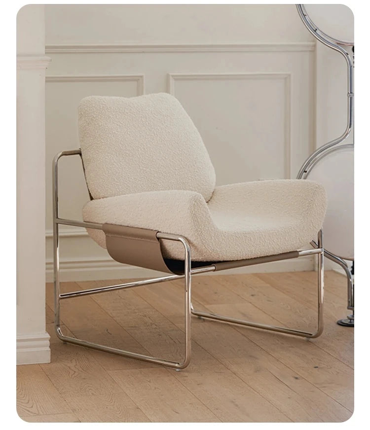 Stylish Synthetic Leather and Corduroy Accent Chair with Stainless Steel Frame - Cozy Modern Furniture for Living Room or Office hmr-4795