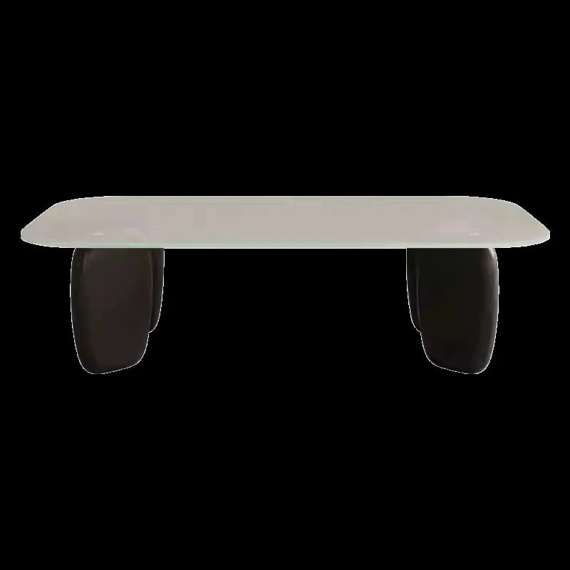 Stylish Tempered Glass and Ash Wood Coffee Table - Modern Design with Rounded Edges, 0.75in Thickened Surface, Perfect for Living Room Décor hmr-4796