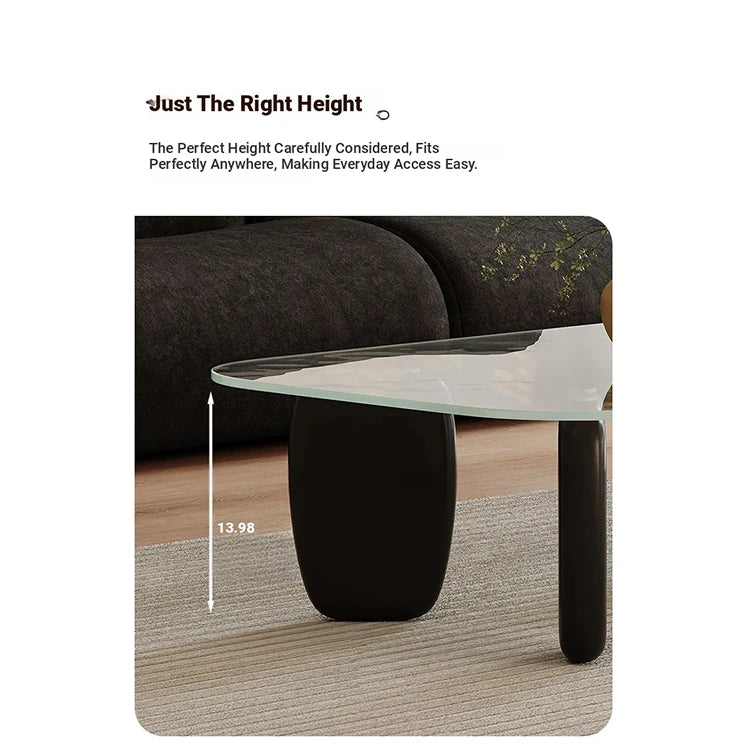 Stylish Tempered Glass and Ash Wood Coffee Table - Modern Design with Rounded Edges, 0.75in Thickened Surface, Perfect for Living Room Décor hmr-4796