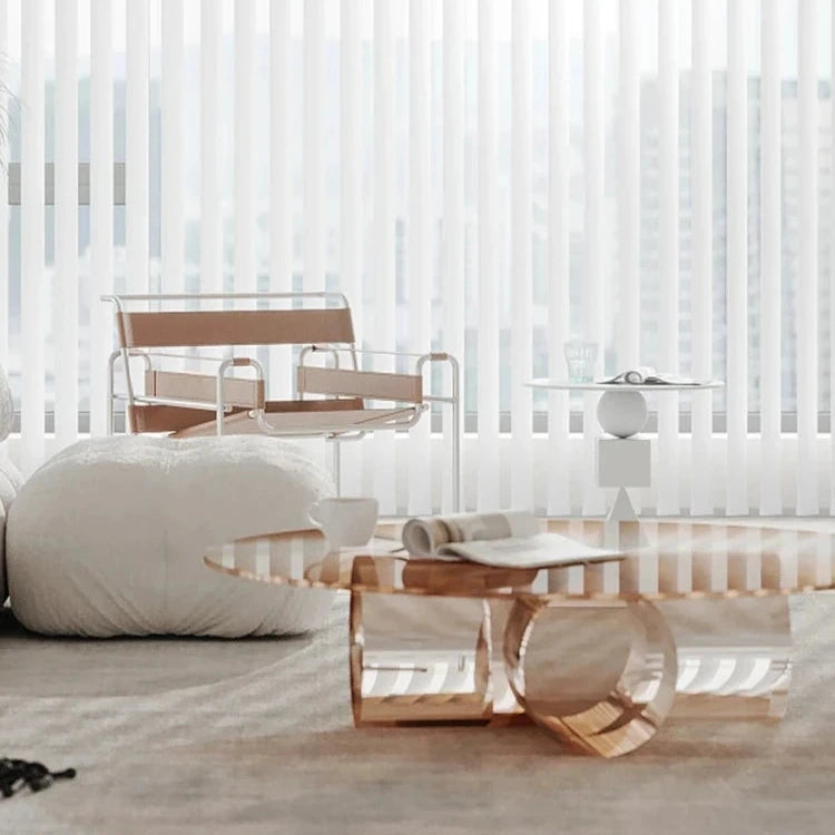 Stylish Oak Density Board Coffee Table - Modern Round Design for Living Room Elegance hmr-4799