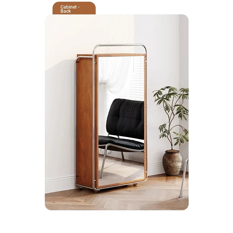 Elegant Ash Wood and Glass Cabinet with Stainless Steel Accents - Modern Home Storage Solution hmr-4800
