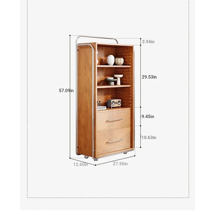 Elegant Ash Wood and Glass Cabinet with Stainless Steel Accents - Modern Home Storage Solution hmr-4800