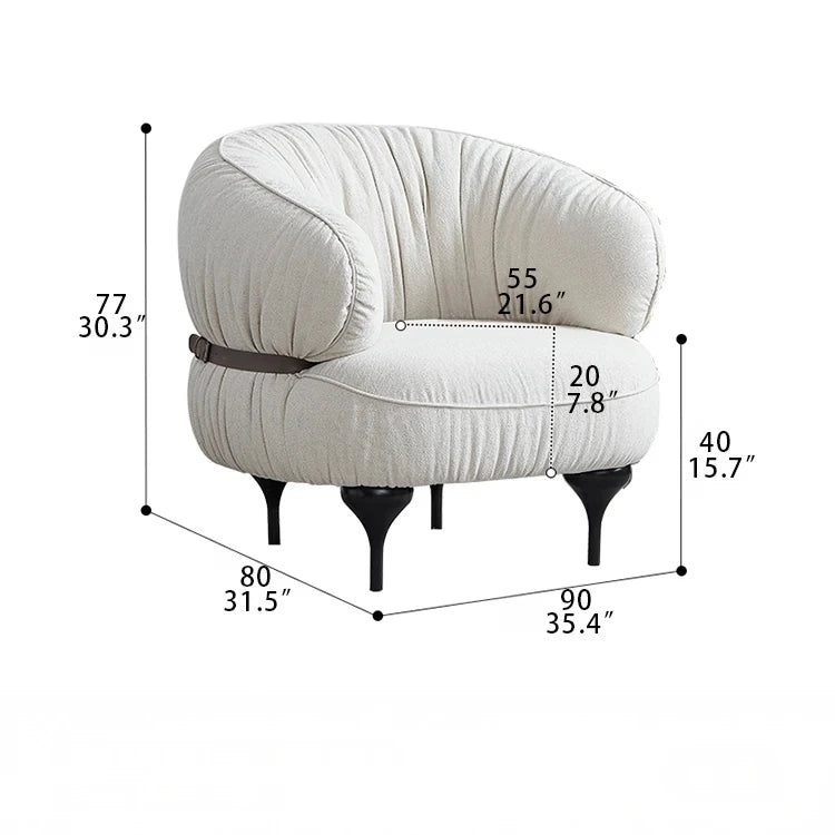 Stylish Oak Upholstered Accent Chair in Soft Synthetic Leather and Linen - Modern Comfortable Seating for Living Room or Office hmr-4801