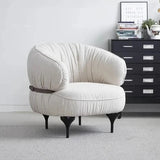 Stylish Oak Upholstered Accent Chair in Soft Synthetic Leather and Linen - Modern Comfortable Seating for Living Room or Office hmr-4801