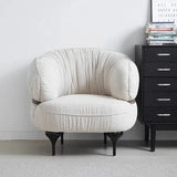 Stylish Oak Upholstered Accent Chair in Soft Synthetic Leather and Linen - Modern Comfortable Seating for Living Room or Office hmr-4801