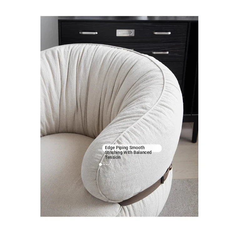 Stylish Oak Upholstered Accent Chair in Soft Synthetic Leather and Linen - Modern Comfortable Seating for Living Room or Office hmr-4801