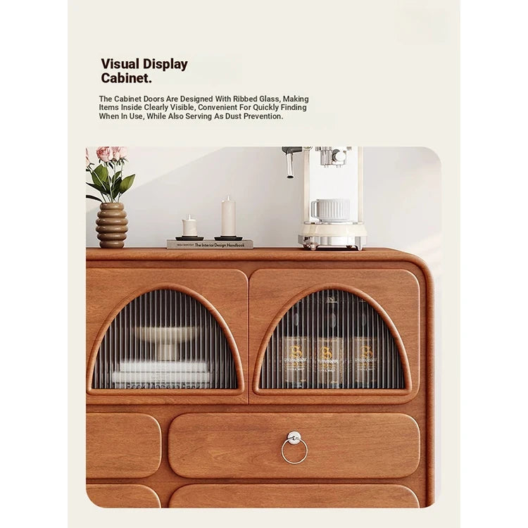 Chic Ash Wood Cabinet with Stainless Steel Frame and Glass Doors - Sleek Storage Solution for Modern Homes hmr-4802