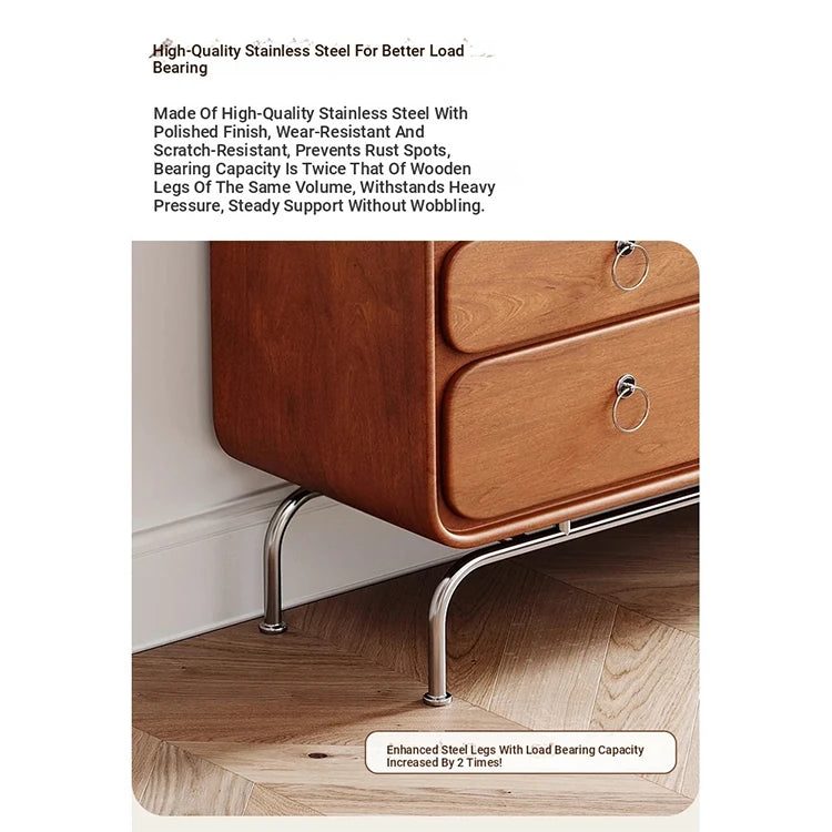 Chic Ash Wood Cabinet with Stainless Steel Frame and Glass Doors - Sleek Storage Solution for Modern Homes hmr-4802