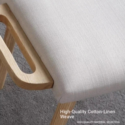 Stylish Ash Wood Stool with Cotton-Linen Upholstery - Perfect Accent for Modern Interiors hmr-4804